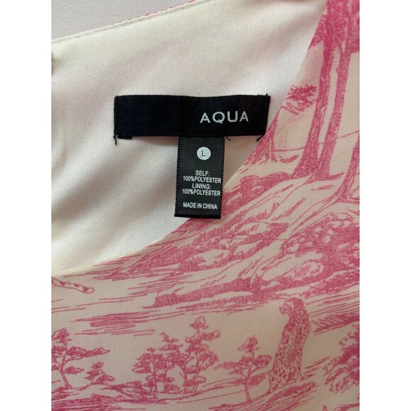 Pink & White Aqua Long Sleeve Ruffle Hem Mini Dress With Scenic Print - Picture 3 of 3